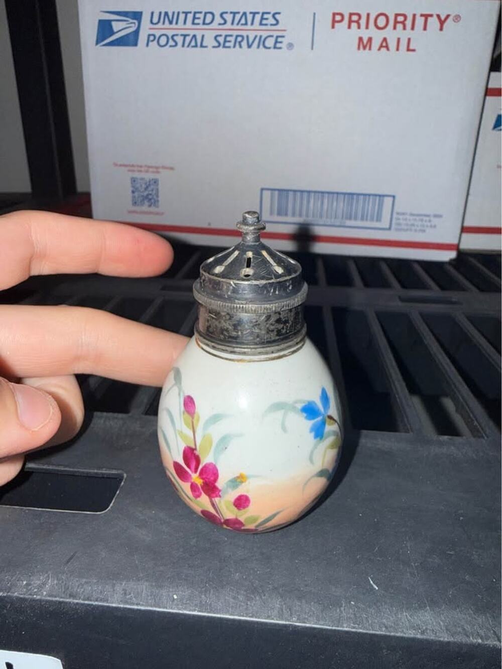 Antique porcelain salt shaker likely manufactured by thomas Germany